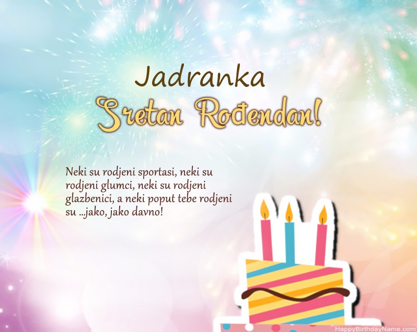 Sretan rođendan Jadranka   u stihu
