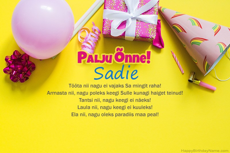 Palju õnne sünnipäeval Sadie proosas