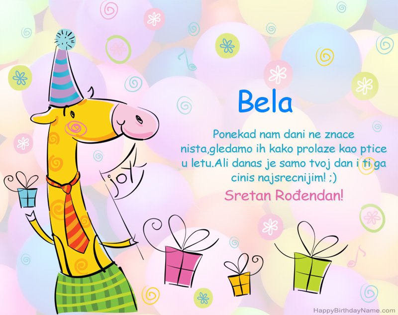 Dječje čestitke za Sretan rođendan Bela  