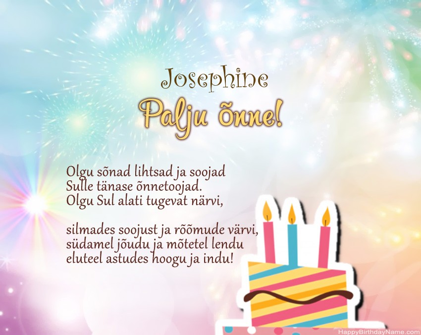 Palju õnne sünnipäeval Josephine salmis Palju õnne sünnipäeval Josephine salmis
