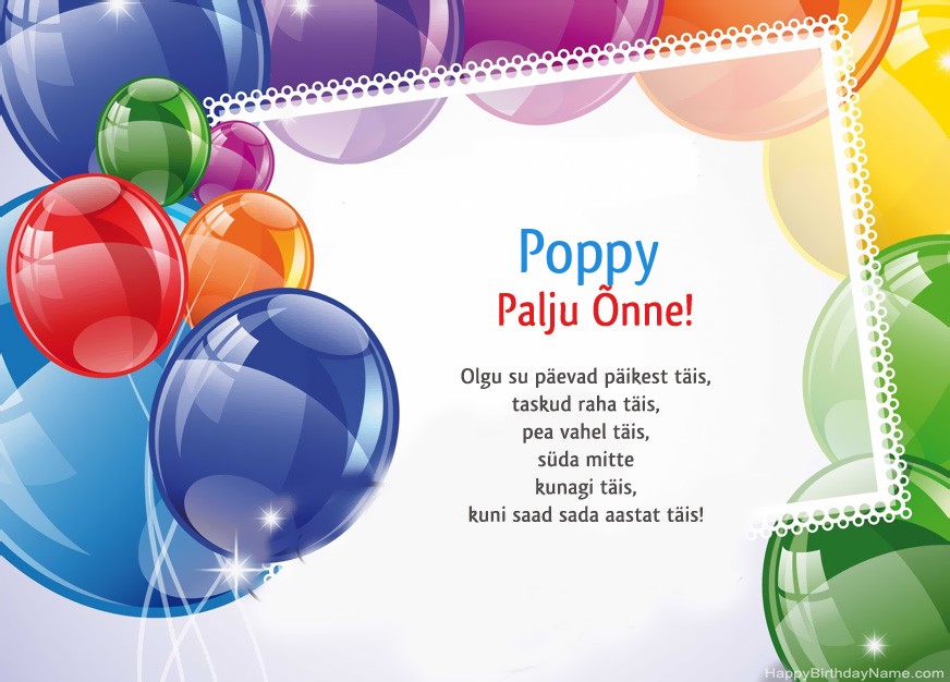 Palju õnne sünnipäeval Poppy! Palju õnne sünnipäeval Poppy!