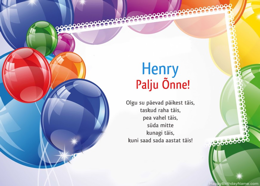 Palju õnne sünnipäeval Henry!