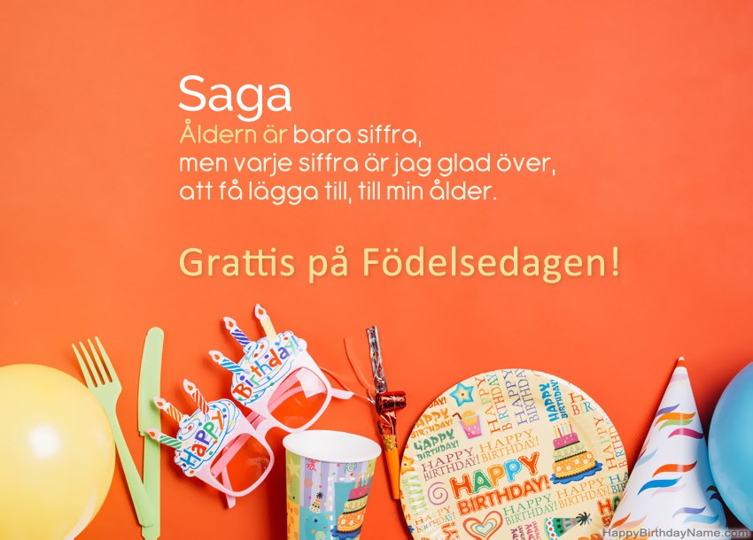 Grattis på födelsedagskort för Saga