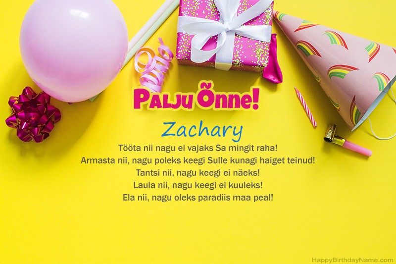 Palju õnne sünnipäeval Zachary proosas