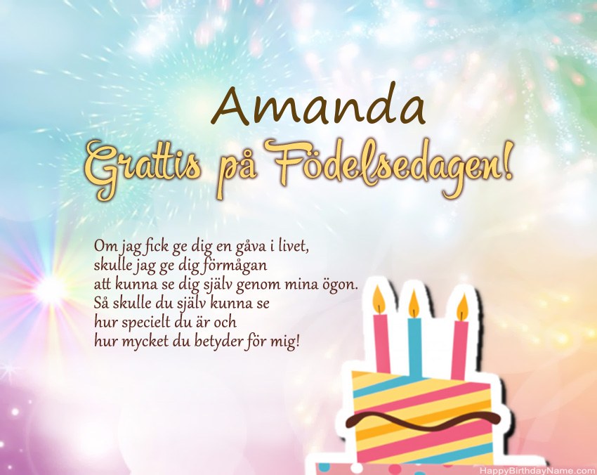 Grattis på födelsedagen Amanda i vers