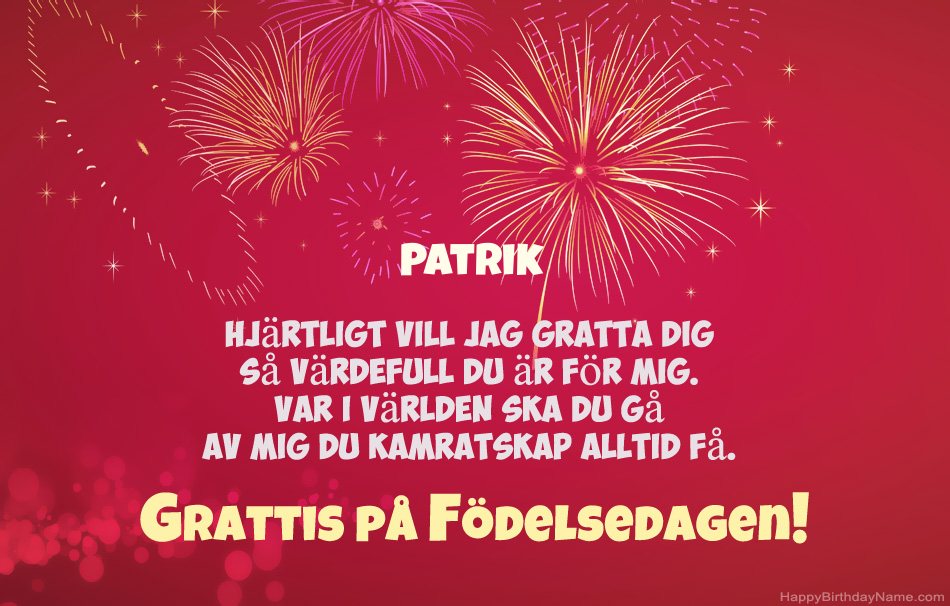 Grattis på födelsedagen Patrik, vackra dikter