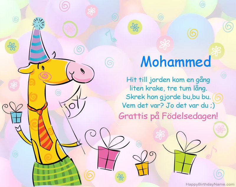 Barns gratulationer till Grattis på födelsedagen till Mohammed