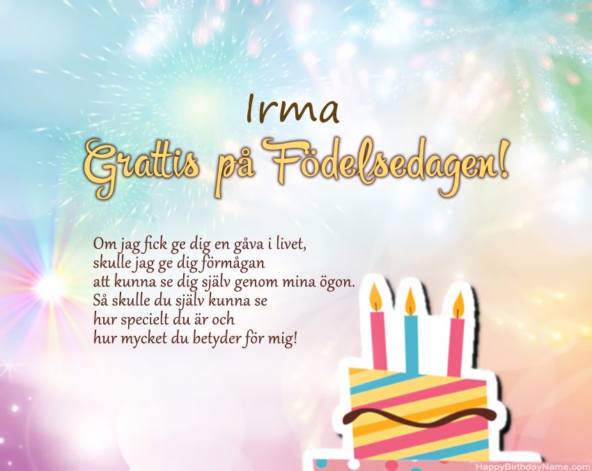 Grattis på födelsedagen Irma i vers