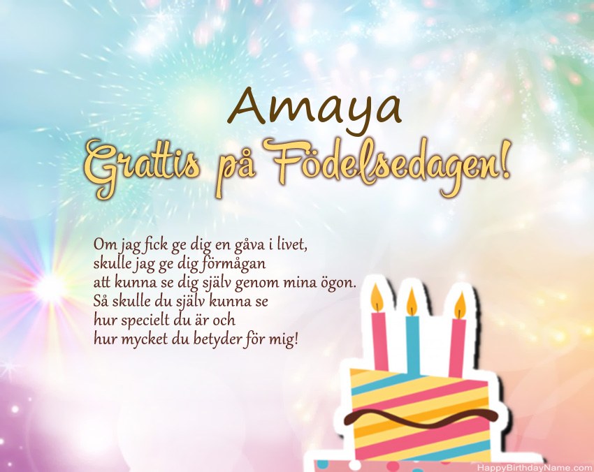 Grattis på födelsedagen Amaya i vers