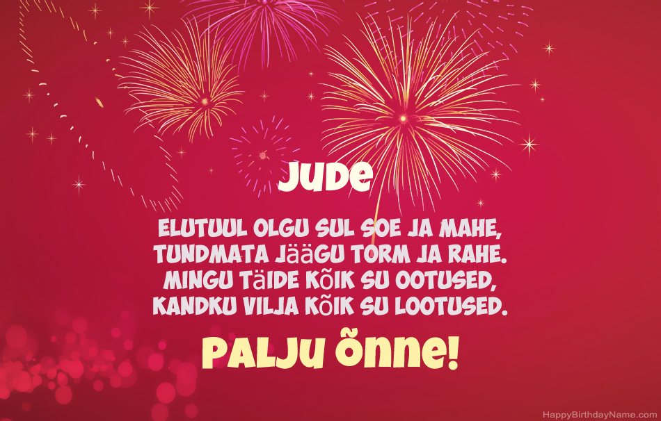 Palju õnne sünnipäeval Jude, ilusad luuletused