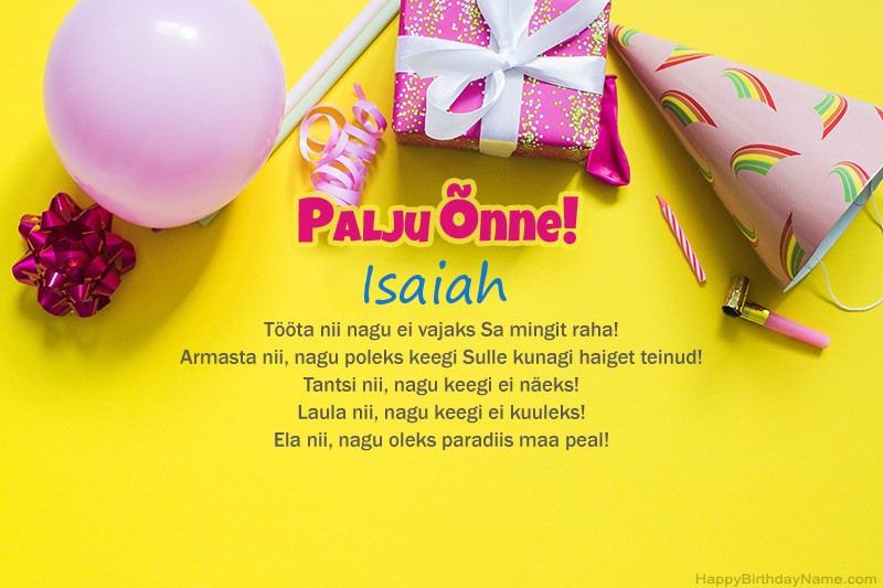 Palju õnne sünnipäeval Isaiah proosas