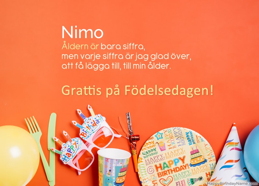 Grattis på födelsedagskort för Nimo