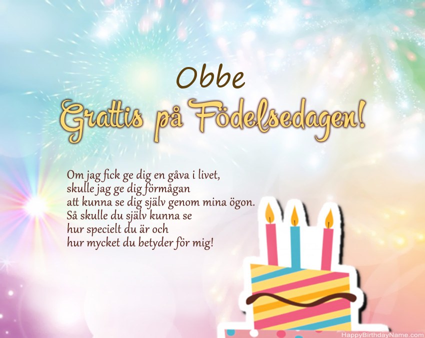 Grattis på födelsedagen Obbe i vers