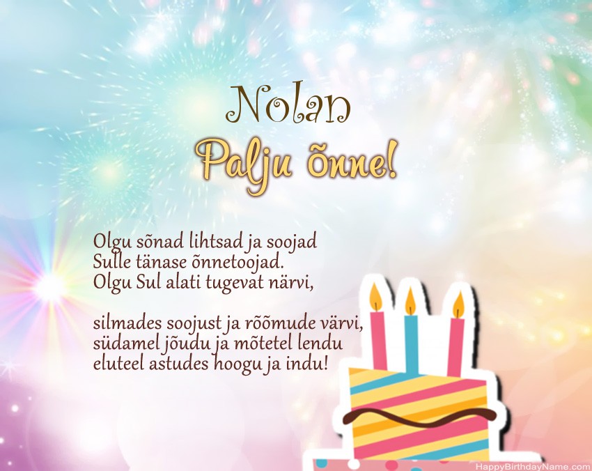 Palju õnne sünnipäeval Nolan salmis