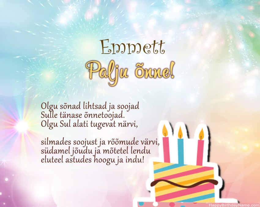 Palju õnne sünnipäeval Emmett salmis Palju õnne sünnipäeval Emmett salmis