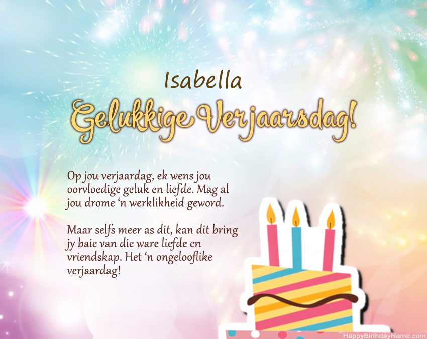 Gelukkige verjaardag Isabella in vers