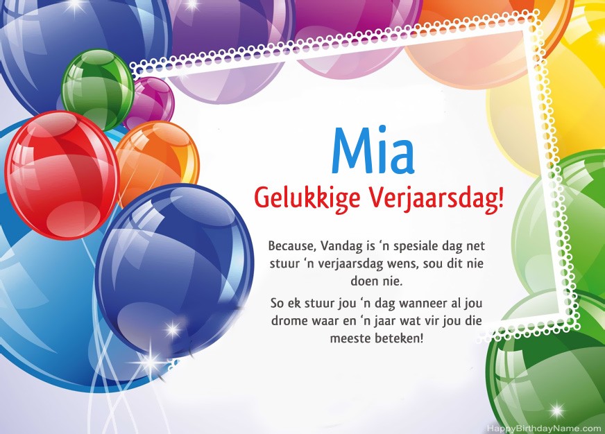 Gelukkige verjaardag Mia!