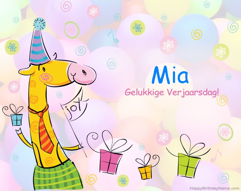 Kinders geluk met die gelukkige verjaardag van Mia