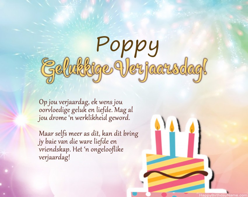 Gelukkige verjaardag Poppy in vers