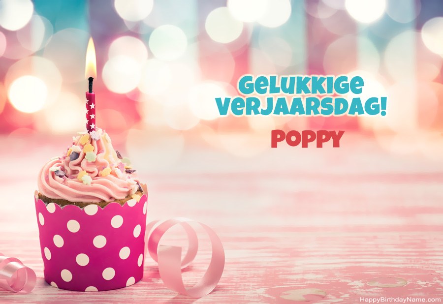 Laai gelukkige verjaardagkaartjie Poppy gratis af