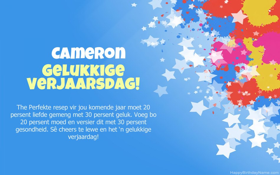 Baie geluk met die verjaarsdag van Cameron