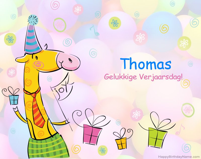 Kinders geluk met die gelukkige verjaardag van Thomas