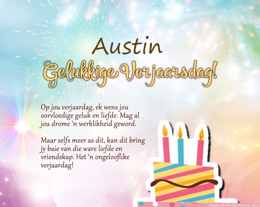 Gelukkige verjaardag Austin in vers
