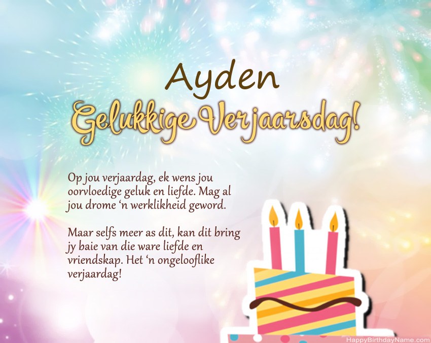 Gelukkige verjaardag Ayden in vers