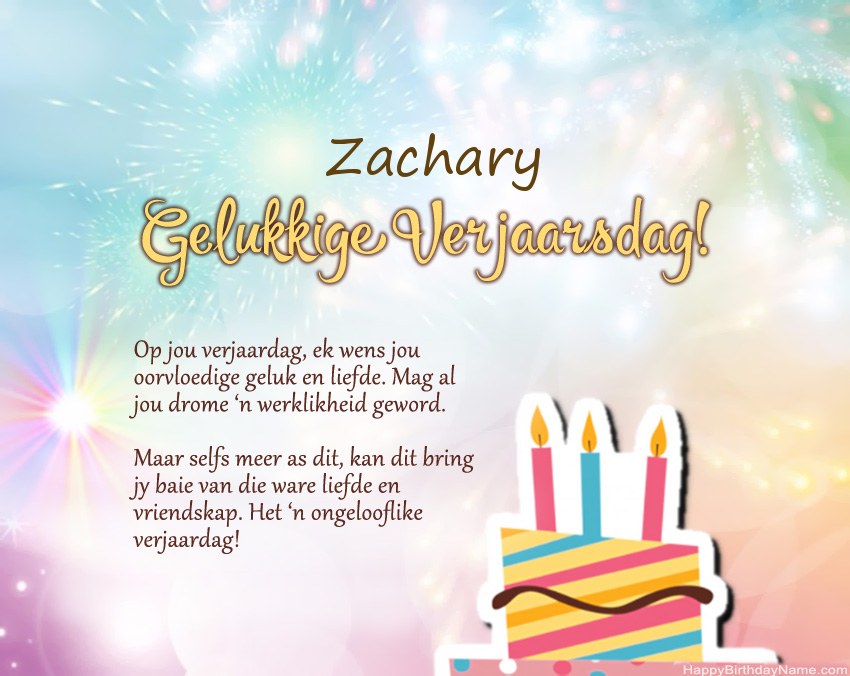 Gelukkige verjaardag Zachary in vers