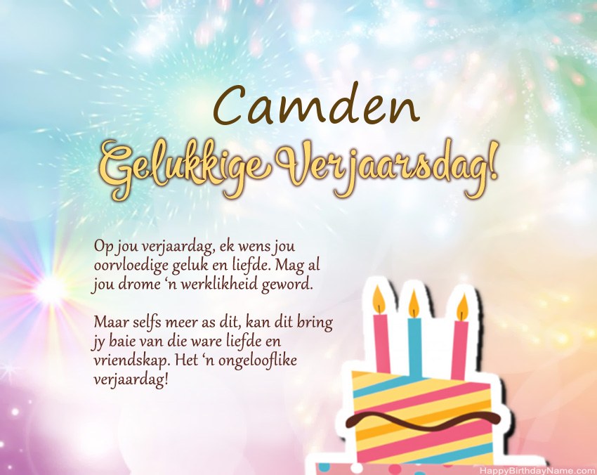 Gelukkige verjaardag Camden in vers