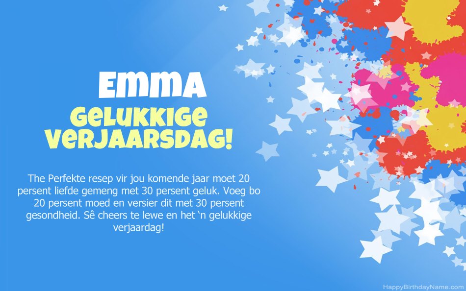 Baie geluk met die verjaarsdag van Emma