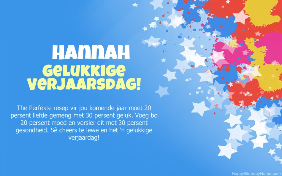 Baie geluk met die verjaarsdag van Hannah