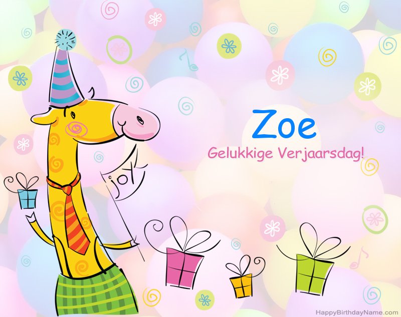 Kinders geluk met die gelukkige verjaardag van Zoe