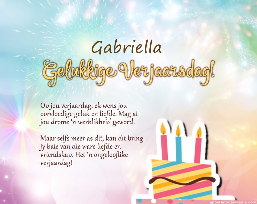 Gelukkige verjaardag Gabriella in vers