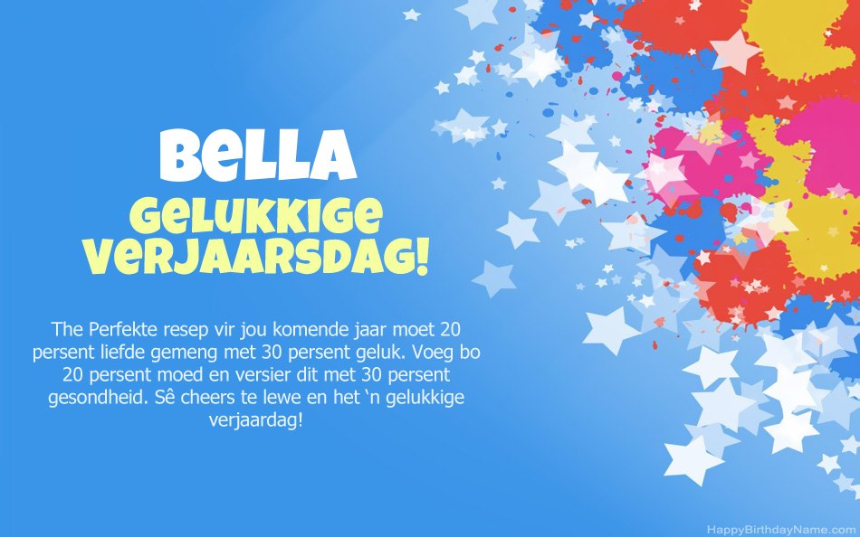 Baie geluk met die verjaarsdag van Bella