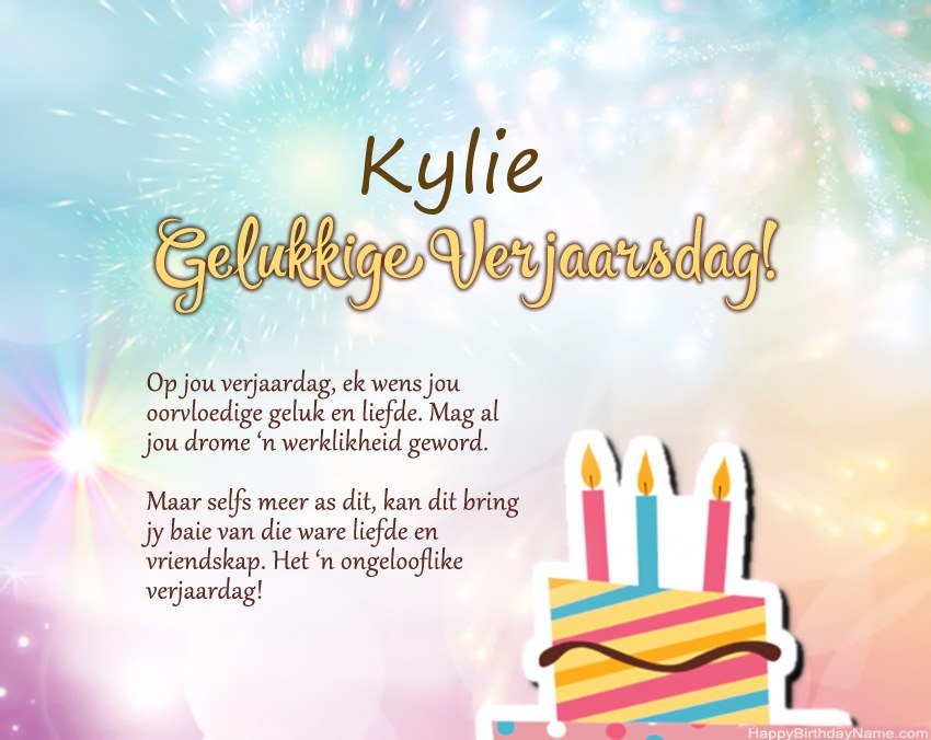 Gelukkige verjaardag Kylie in vers