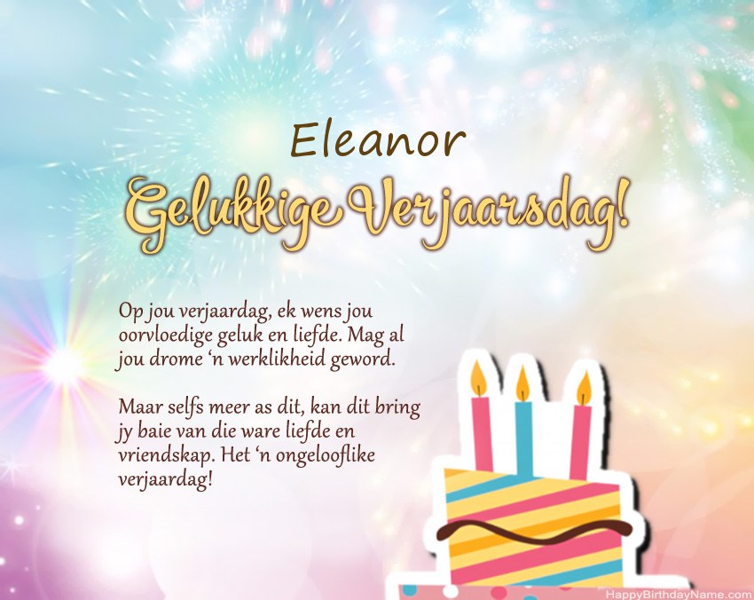 Gelukkige verjaardag Eleanor in vers