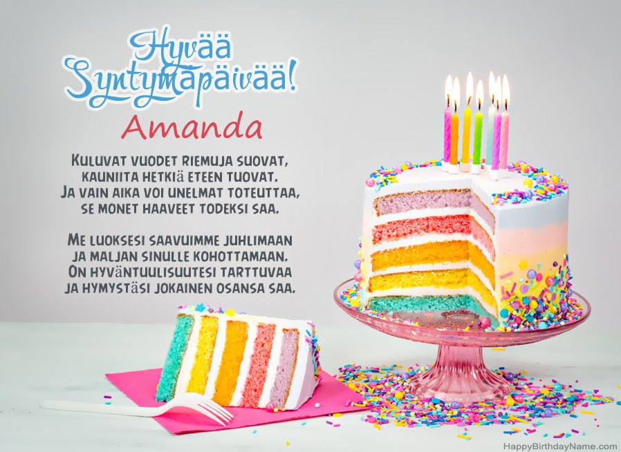 Hyvää Syntymäpäivää Amanda jakeessa