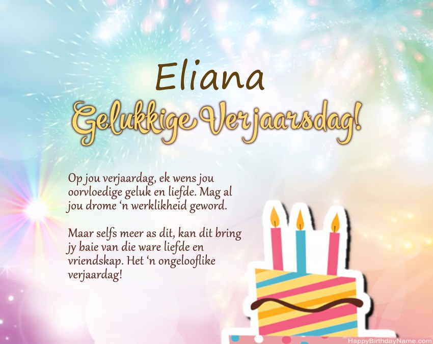 Gelukkige verjaardag Eliana in vers