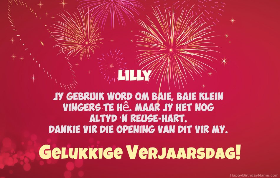 Gelukkige verjaardag Lilly, pragtige gedigte
