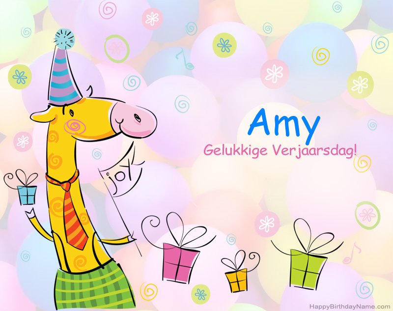 Kinders geluk met die gelukkige verjaardag van Amy