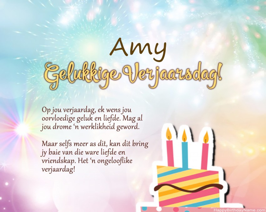Gelukkige verjaardag Amy in vers