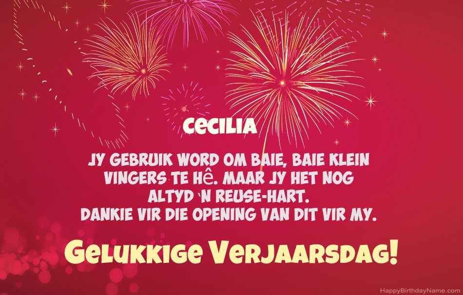 Gelukkige verjaardag Cecilia, pragtige gedigte
