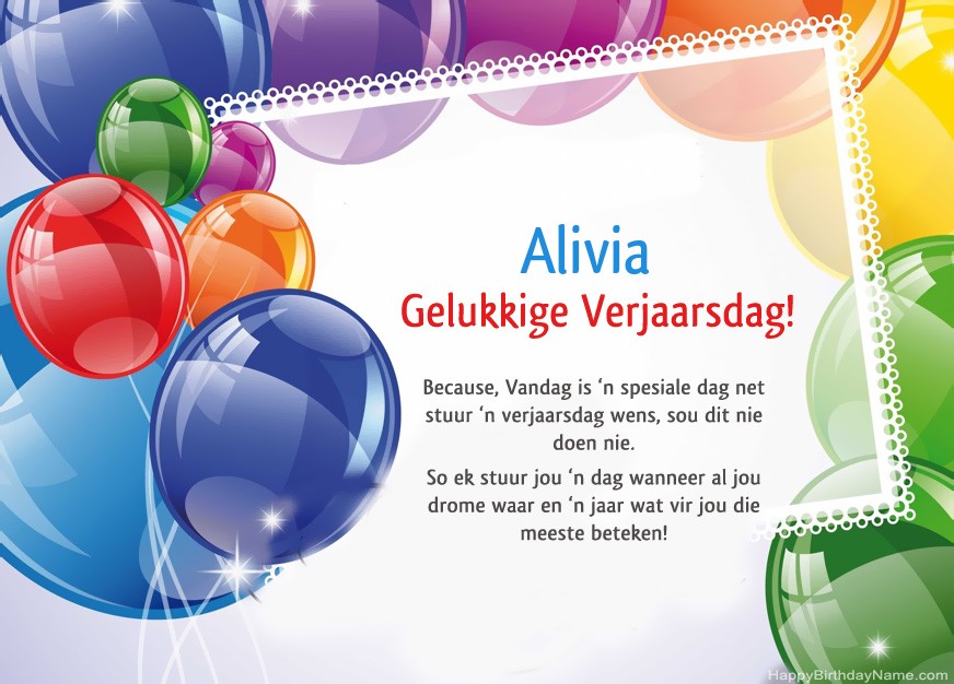 Gelukkige verjaardag Alivia!
