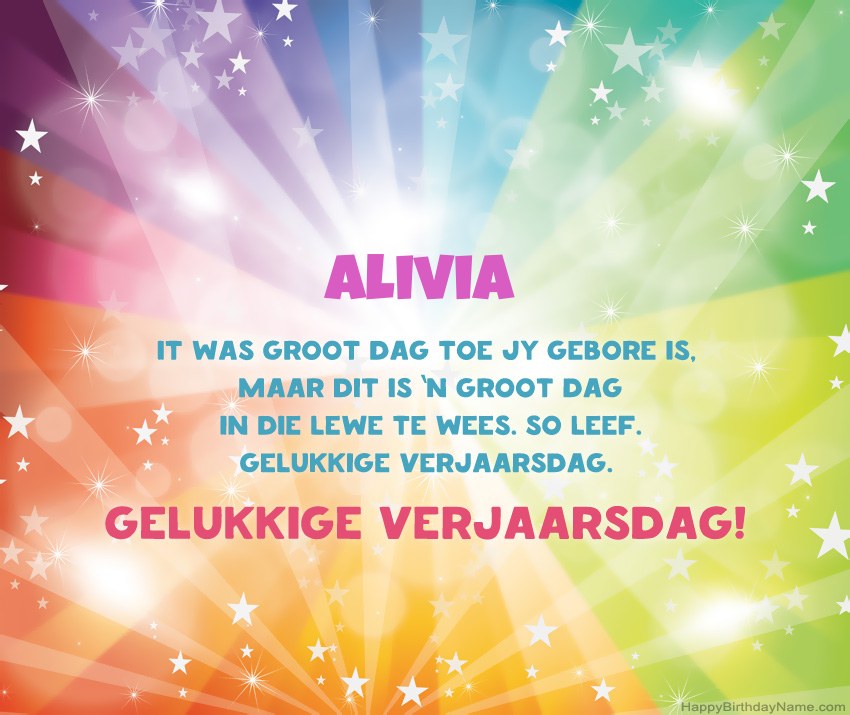 Pragtige gelukkige verjaardagkaartjies vir Alivia