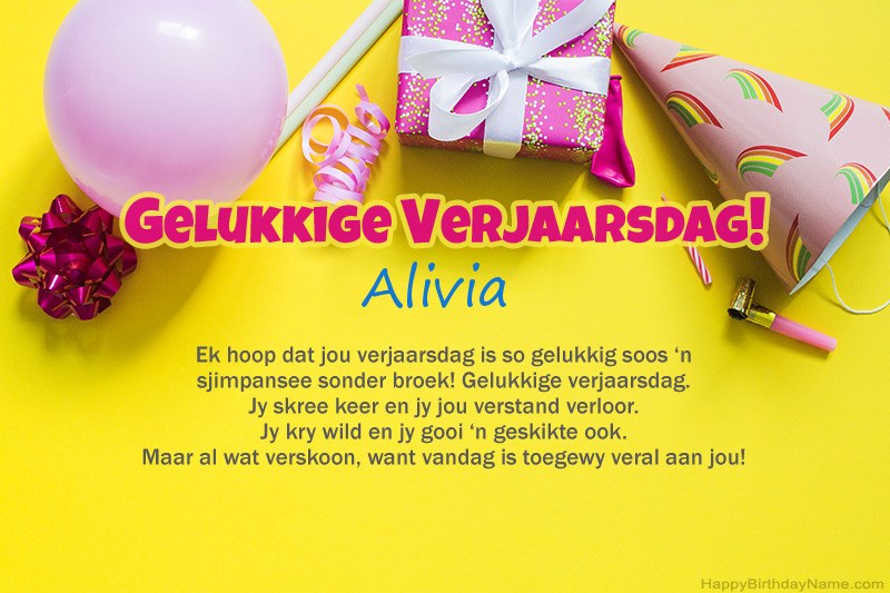 Gelukkige verjaardag Alivia in prosa