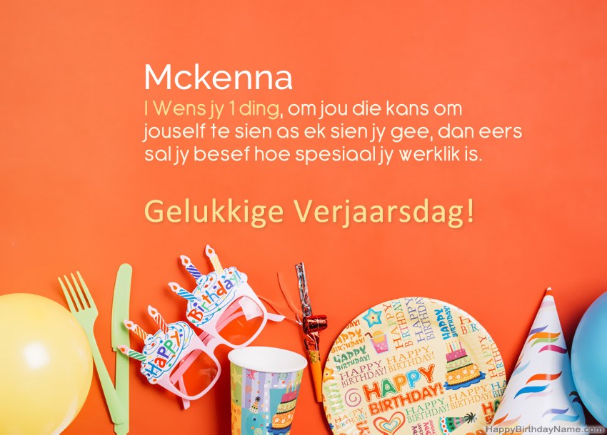 Gelukkige verjaardagkaartjies vir Mckenna