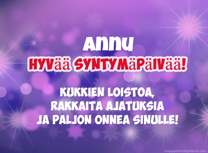Onnittelut Annu onnea!