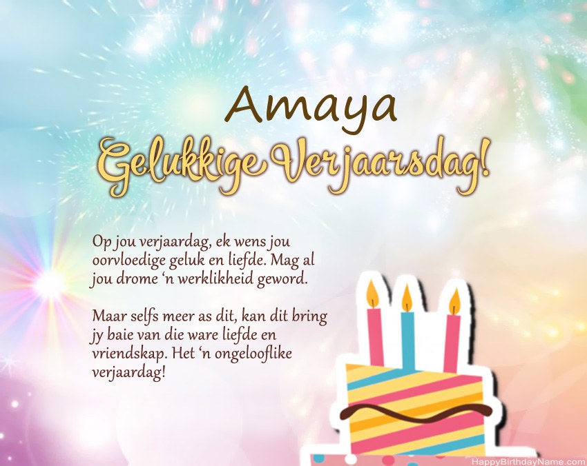 Gelukkige verjaardag Amaya in vers