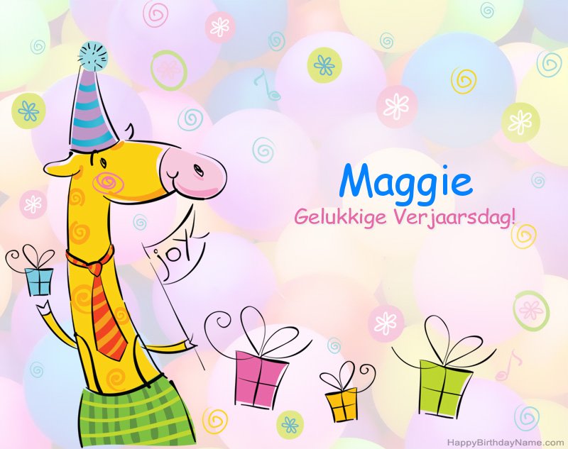 Kinders geluk met die gelukkige verjaardag van Maggie